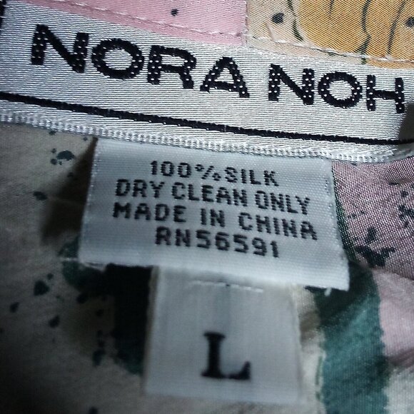 Vintage Nora Noh Geometric Stripes Pattern Silk Button Shirt - Picture 5 of 5